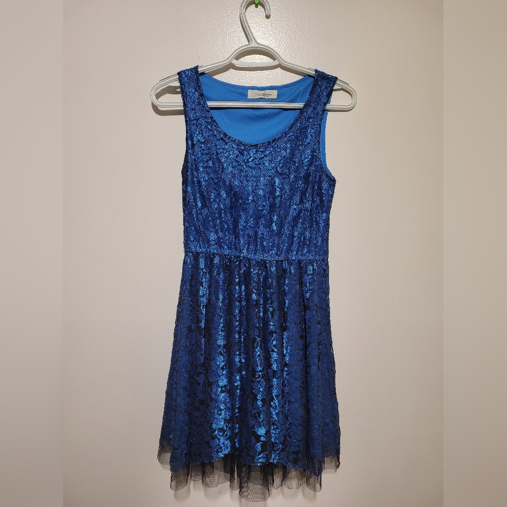 Hesperus Girls Blue Lace Sleeveless Dress